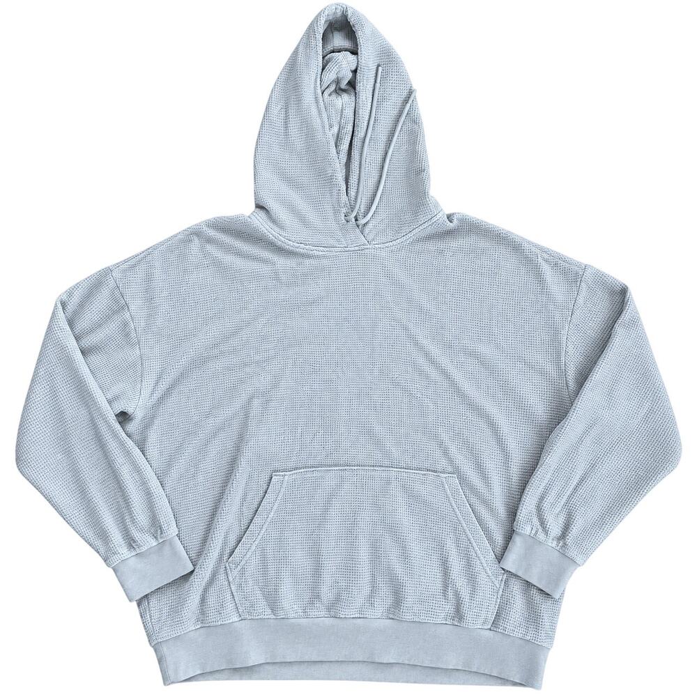 Original Use Men’s XXL Light Gray Waffle Knit Pullover Hoodie Cotton Blend